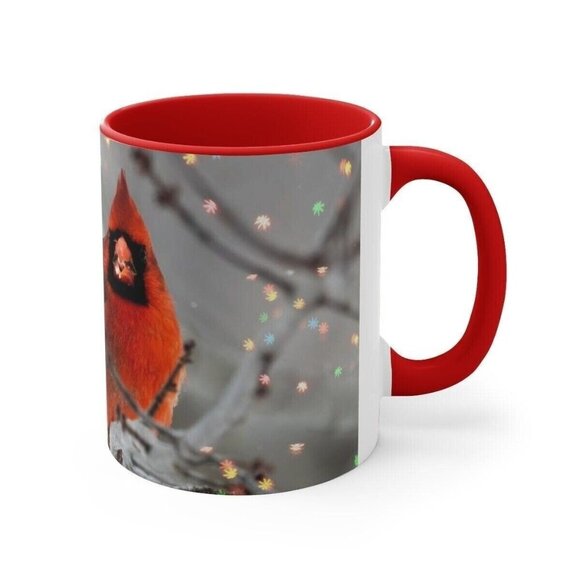 Red Cardinal Bird Coffee Mug Cup Christmas Coffee Lover Ceramic Handmade - Picture 5 of 5